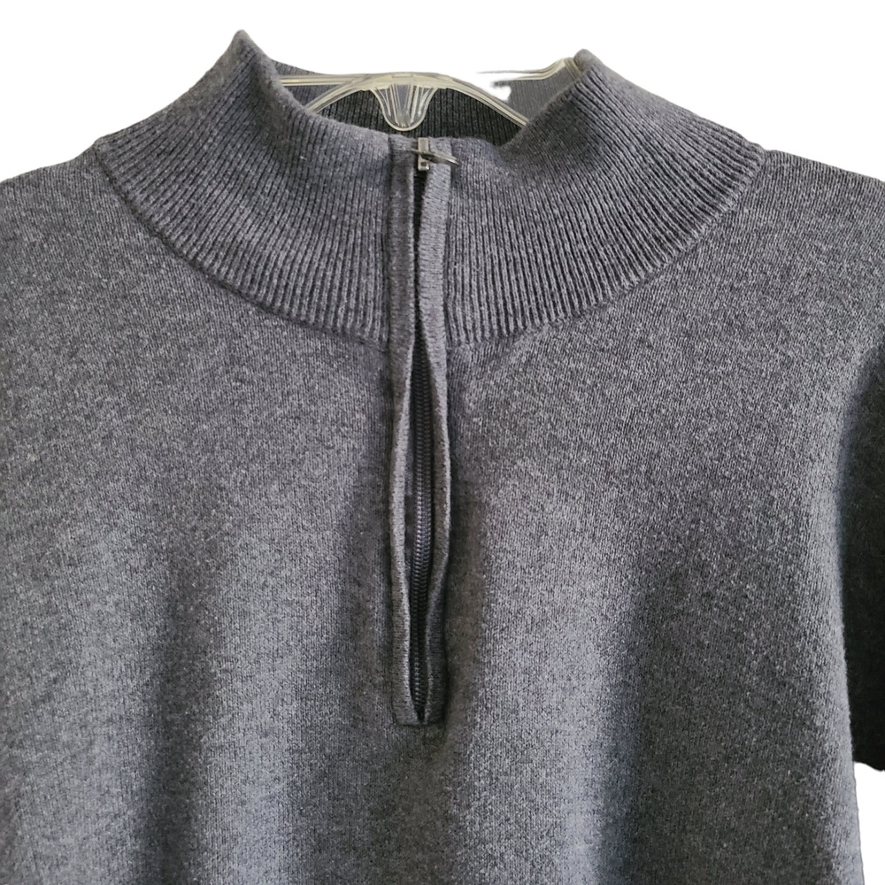 ALAN FLUSSER Gray 1/4 Zip Cotton Cashmere Blend Long Sleeve Sweater Men's Large - Picture 3 of 9